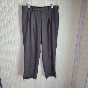 John Henry Dress Pants Mens 36x29 Gray Pleated Straight Leg Polyester Rayon